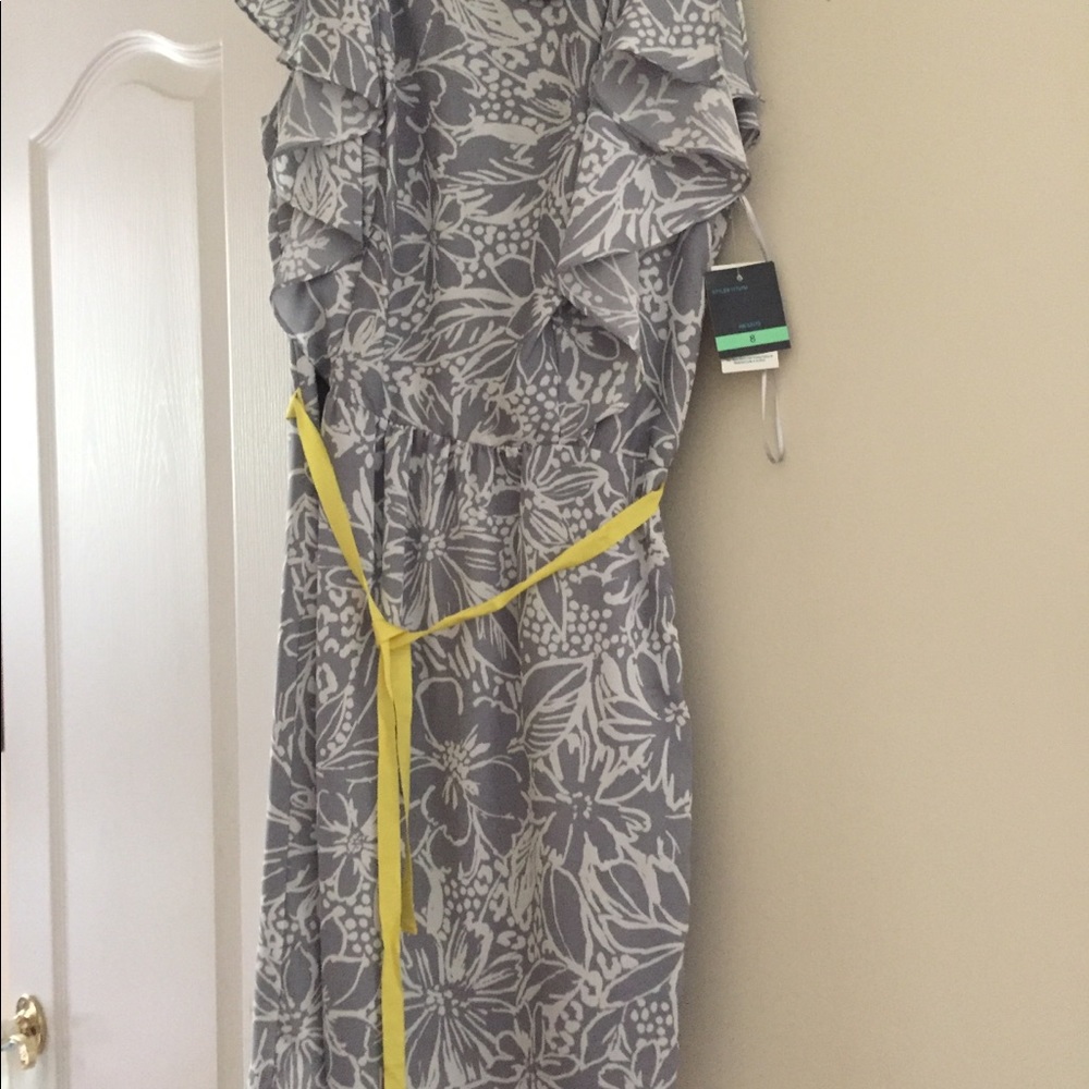 Gray and white dress